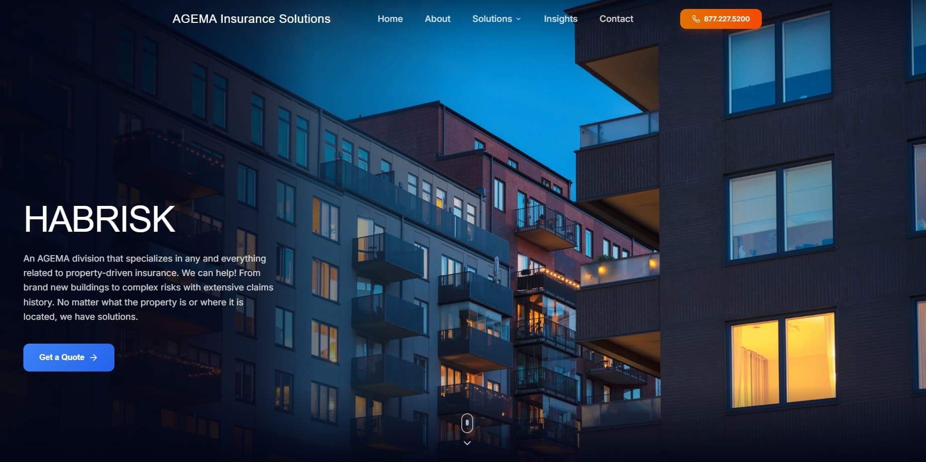 Custom website for AGEMA Insurance Solutions — insurance business
