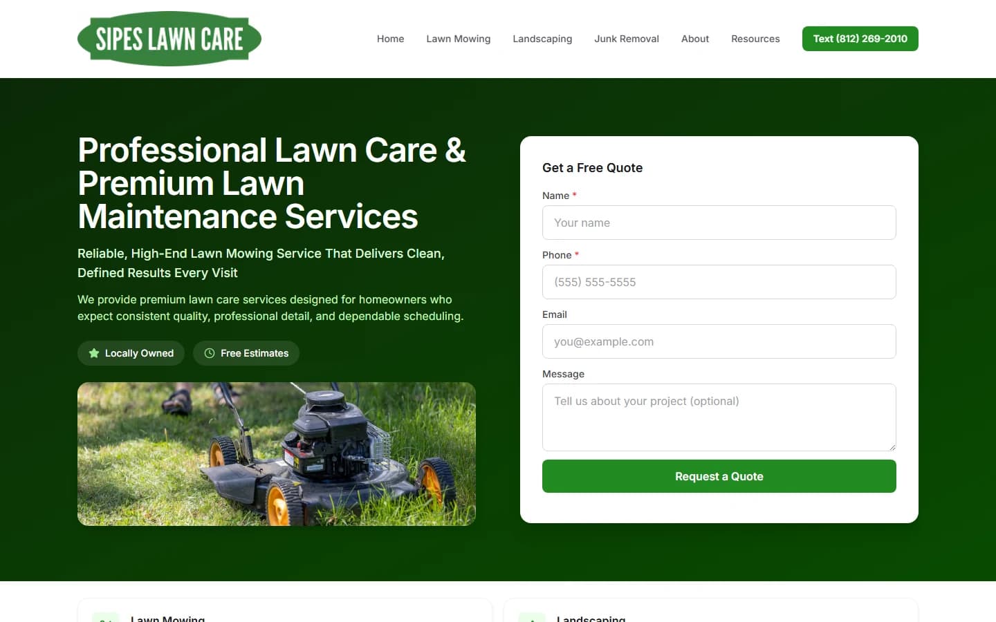 lawn mowing website design