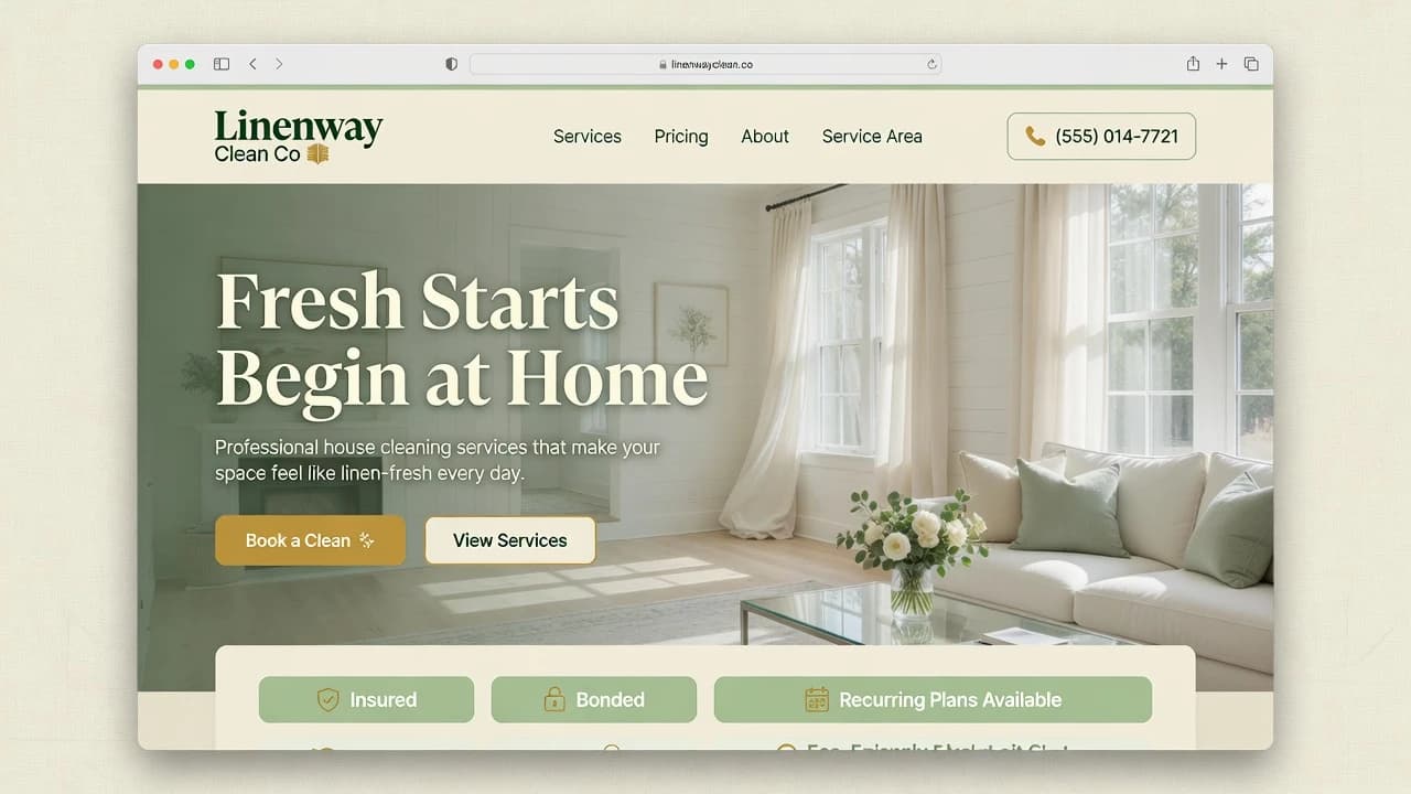 website design for house cleaner