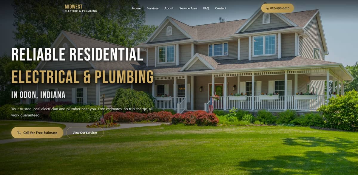 Midwest Electric & Plumbing website screenshot