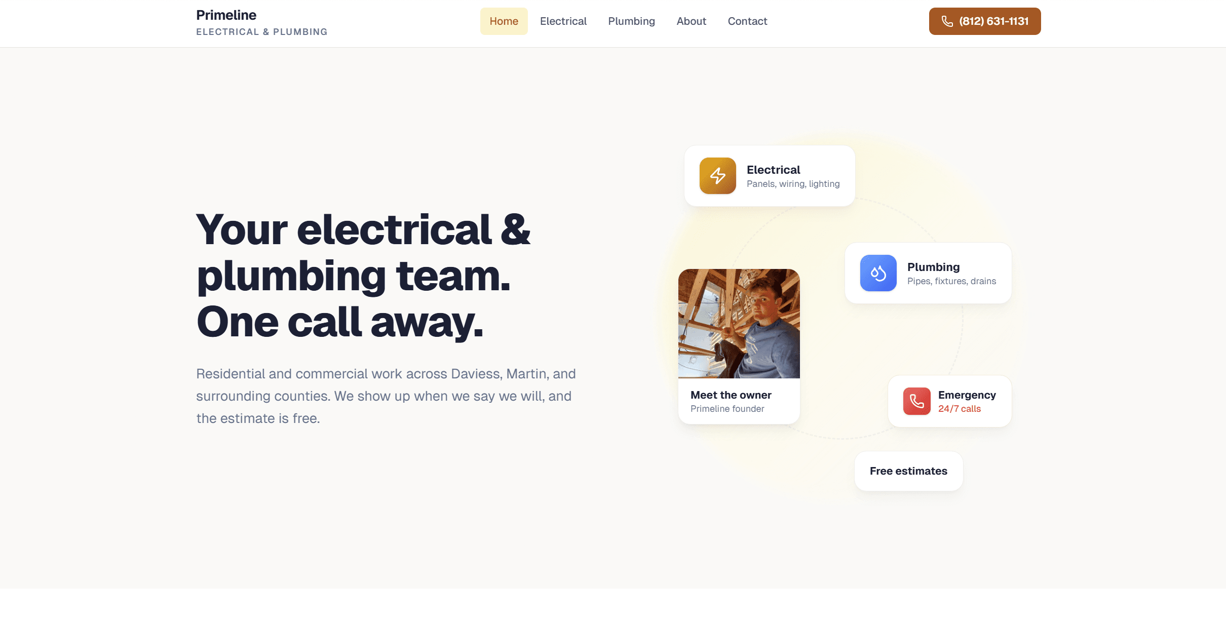 Custom website for Primeline Electrical & Plumbing — electrical & plumbing services