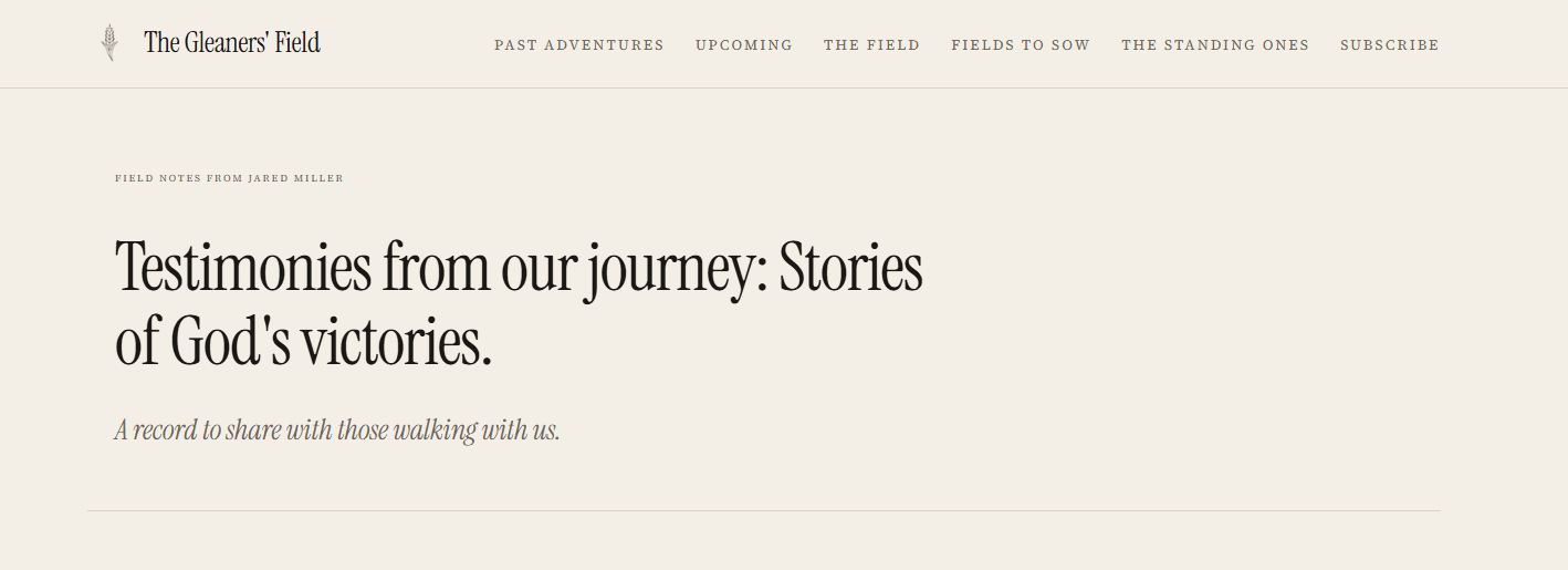 Custom website for The Gleaners' Field - ministry services